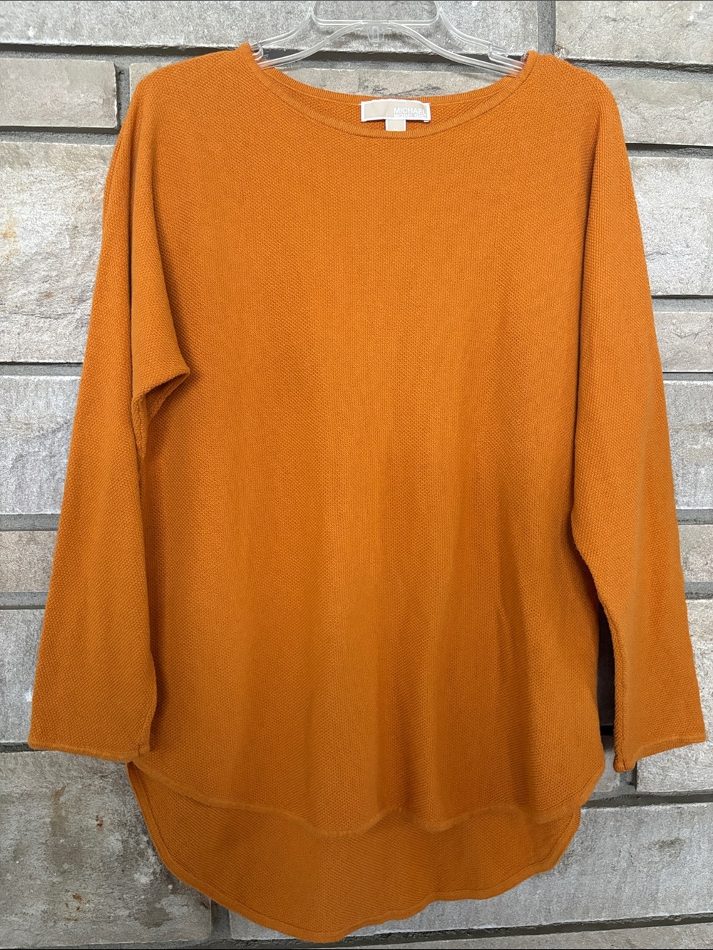 MICHAEL Michael Kors Gold-Orange Knit Crewneck Sweater